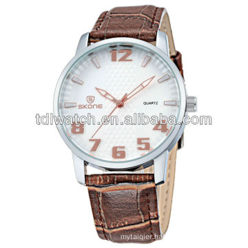 SKONE 9330 big leather strap watches Japan movt